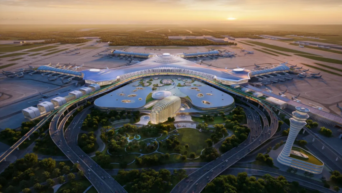  展翼齐鲁！中建八局济南机场T2航站楼亚洲最大无缝钢屋盖整体提升全部完成 